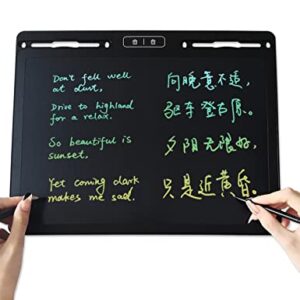 Large LCD Writing Board 16 Inches with 2 Delete Keys and Split Screen for Local Erasing, Electronic Drawing and Doodle Tablet for Adult and Kid with 2 Pens, Nice Holiday or Birthday Present (Black)