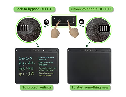 Large LCD Writing Board 16 Inches with 2 Delete Keys and Split Screen for Local Erasing, Electronic Drawing and Doodle Tablet for Adult and Kid with 2 Pens, Nice Holiday or Birthday Present (Black)