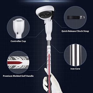 Amavasion VR Golf Club Handle Accessories Compatible with Meta/Oculus Quest 2 Enhance Immersive VR Game Experience (White/red)