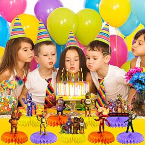 Birthday Party Supplies for Five Nights at Freddys, 9 Pcs Table Decoration 2-Side 3D Honeycomb Centerpiece and Tablecloth for Fnaf Birthday Party