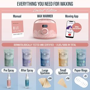 Tress Wellness Waxing Kit for Brazilian Wax - Easy to Use - For Sensitive Skin - Digital Display, Dusty Pink Air