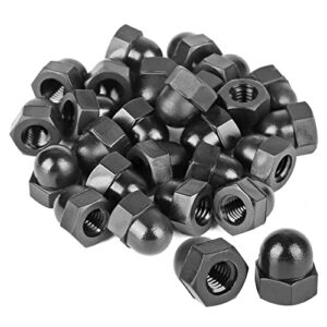 pouilzx pack of 30) acorn hex cap nuts m8 dome cap head nuts nylon hexagon decorative crown cap locknuts fasteners for screws bolts black