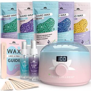 tress wellness waxing kit for brazilian wax - easy to use - for sensitive skin - digital display, pink to teal