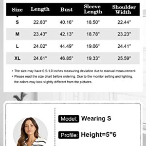 CFLONGE Women's Fall Winter Casual Breton Striped Long Sleeve Polo V Neck Pullover Sweater Loose Fit Drop Shoulder Knitted Shirts Tops(Small,Apricot)