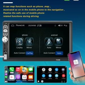Hikity Single Din Car Stereo 7 Inch Touchscreen with Apple Carplay Android Auto Bluetooth 5.1, Car Audio Receiver with Mirror Link FM Radio SWC USB AUX TF Card and 12LED Backup Camera