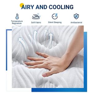 Avenco King Mattress, Medium Firm Hybrid Mattress King, 10in King Mattresses in a Box with Gel-Infused Memory Foam and Pocketed Springs, Motion Isoaltion, Breathable Knit Fabric, Strong Edge Support