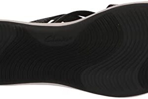 Clarks Women's Mira Grove Flat Sandal, Black Textile, 6