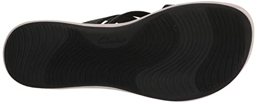 Clarks Women's Mira Grove Flat Sandal, Black Textile, 6