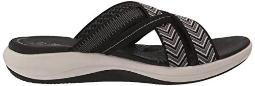 Clarks Women's Mira Grove Flat Sandal, Black Textile, 6