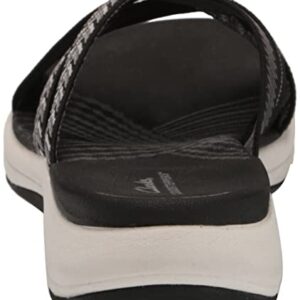 Clarks Women's Mira Grove Flat Sandal, Black Textile, 6