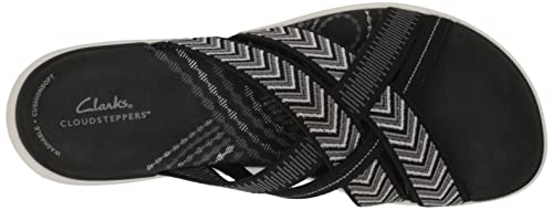 Clarks Women's Mira Grove Flat Sandal, Black Textile, 6