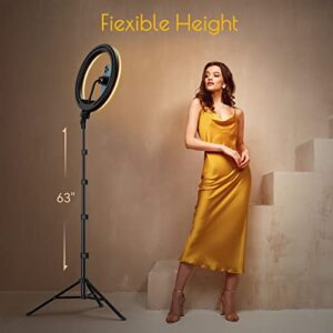 Weilisi 12" Selfie Ring Light with 63" Tripod Stand, Dimmable LED Ring Light with Phone Holder and Wireless Remote, [2-in-1] Ring Light & Selfie Stick for Photography/Makeup/Live Stream/YouTube