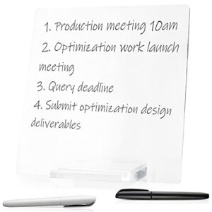 acrylic dry erase board for desk - 11.5" x 8.75" acrylic white board memo tablet with acrylic base, 1 x white marker, and 1 x black marker for office, home, and school