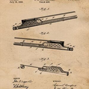 Vintage Violin Patent Prints, 4 (8x10) Unframed Photos, Wall Art Decor Gifts Under 20 for Home Office Man Cave Student Teacher School Band Classical String Instrument Violinist
