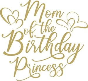 sec apparel birthday princess iron on transfers patches decal vinyl for t shirts fabric clothing (mom of the birthday princess)