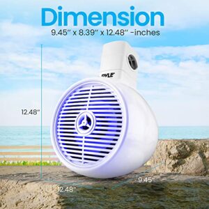 PyleUsa 6.5” 2-Way Marine Wakeboard Tower Speakers with Bluetooth and LED Lights, Full Range Waterproof Outdoor Speakers for Off-Road ATV, UTV, Jeep or Boat (White)