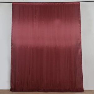 Efavormart 8ftx10ft Burgundy Satin Curtain Panel Backdrop Drapes, Photo Booth Backdrop with Rod Pocket