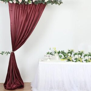 efavormart 8ftx10ft burgundy satin curtain panel backdrop drapes, photo booth backdrop with rod pocket