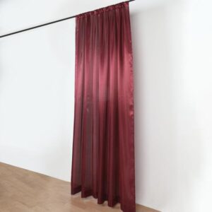 Efavormart 8ftx10ft Burgundy Satin Curtain Panel Backdrop Drapes, Photo Booth Backdrop with Rod Pocket