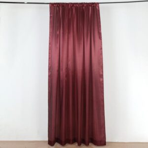 Efavormart 8ftx10ft Burgundy Satin Curtain Panel Backdrop Drapes, Photo Booth Backdrop with Rod Pocket