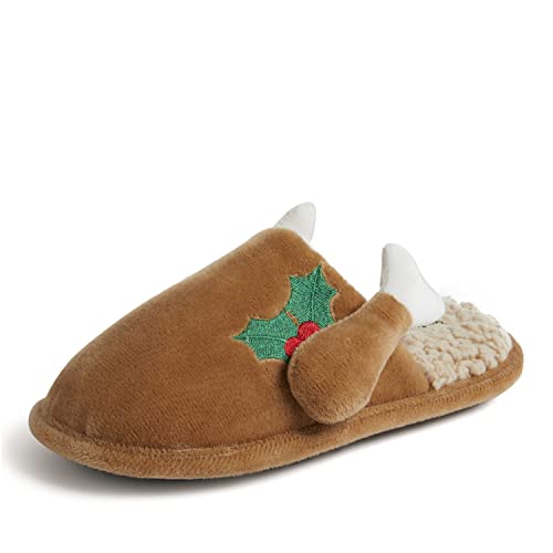 Dearfoams Matching Family Holiday Christmas Reindeer & Turkey Scuff Slipper, Kids Turkey, 4-5 US Unisex Big