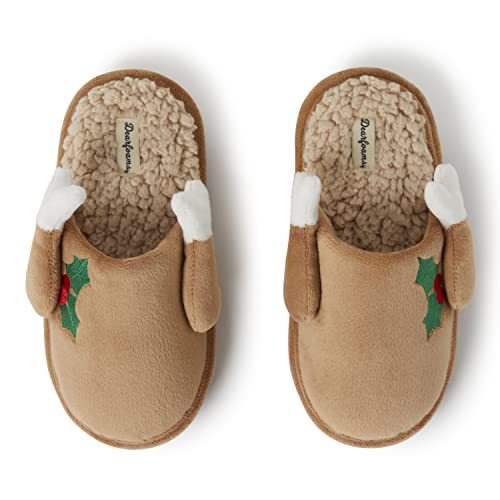 Dearfoams Matching Family Holiday Christmas Reindeer & Turkey Scuff Slipper, Kids Turkey, 4-5 US Unisex Big