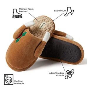 Dearfoams Matching Family Holiday Christmas Reindeer & Turkey Scuff Slipper, Kids Turkey, 4-5 US Unisex Big