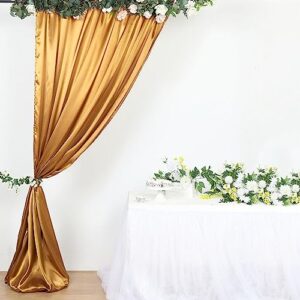 efavormart 8ftx10ft gold satin curtain panel backdrop drapes, photo booth backdrop with rod pocket