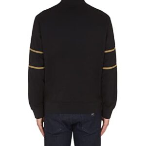 A|X ARMANI EXCHANGE Men's Sporty Gold Detail Mock Neck Zip Up Sweatshirt, Black, Large