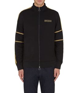 a|x armani exchange men's sporty gold detail mock neck zip up sweatshirt, black, large