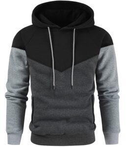 niceif men's fleece pullover heavyweight long sleeve hoodie sweatshirt, black dark grey xl