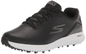 skechers men's max 2 arch fit waterproof spikeless golf shoe sneaker, black/white, 12 wide