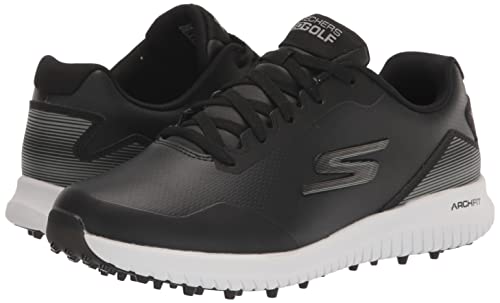 Skechers Men's Max 2 Arch Fit Waterproof Spikeless Golf Shoe Sneaker, Black/White, 12 Wide
