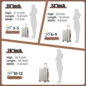 Melalenia Luggage 10 Piece Sets Clearance,Large Suitcase Set Spinner Wheels with TSA Locks,Hard Shell Luggage Sets for Women Travel Suitcase (White brown)