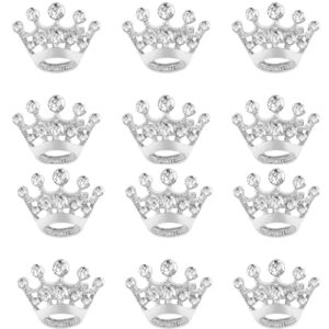 small crown brooch pins for women fashion rhinestone gold silver crown brooch for men (12pcs silver)