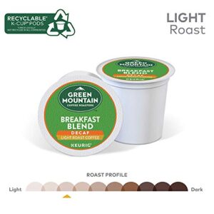 Green Mountain Coffee, Breakfast Blend Decaf, Single-Serve Keurig K-Cup Pods, Light Roast, 96 Count (4 Boxes of 24 Pods)