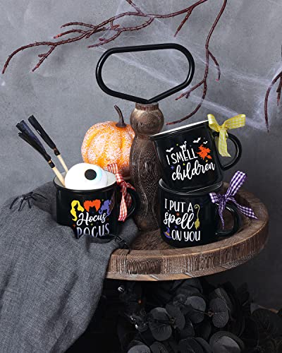 Nefelibata Mini Coffee Mugs, Halloween Witch Tiered Tray Decor Espresso Cups Farmhouse Home Kitchen I Smell Children Centerpieces Decorations Housewarming Novelty Gift 3PCS