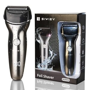 foil shaver for men, rechargeable electric razor, wet and dry waterproof ipx6, body shavers with pop-up beard trimmer, led display, 8200 rpm