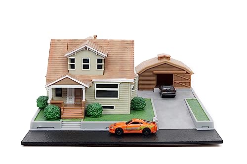 Jada -Toretto's Fast & Furious Garage House, Diorama Playset, Includes Two Nano Vehicles, Collectables (253203081)