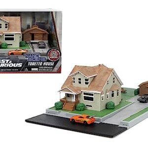 Jada -Toretto's Fast & Furious Garage House, Diorama Playset, Includes Two Nano Vehicles, Collectables (253203081)