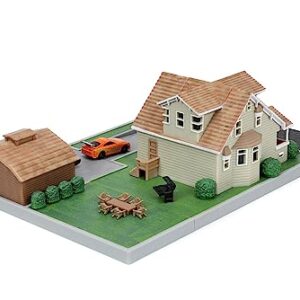 Jada -Toretto's Fast & Furious Garage House, Diorama Playset, Includes Two Nano Vehicles, Collectables (253203081)