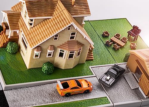 Jada -Toretto's Fast & Furious Garage House, Diorama Playset, Includes Two Nano Vehicles, Collectables (253203081)