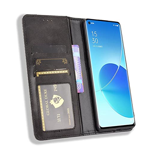 Case for Oppo Reno 6 Pro 5G Leather Stand Wallet Flip Case Cover for Oppo Reno 6 Pro 5G Retro Magnetic Phone Shell Wallet Phone case with Card Slots