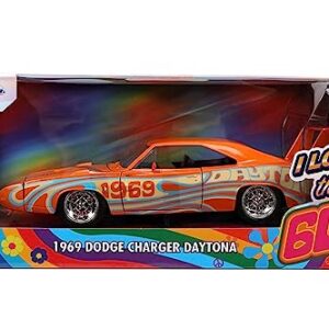 Jada Toys I Love The 60’s 1:24 1969 Dodge Charger Daytona Die-Cast Car, Toys for Kids and Adults, Orange