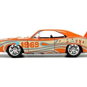 Jada Toys I Love The 60’s 1:24 1969 Dodge Charger Daytona Die-Cast Car, Toys for Kids and Adults, Orange