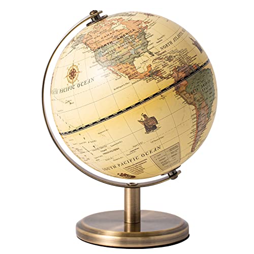 XINXUAN Globes of The World With Stand Mini Antique Globe ，Educational/Geographic/Modern Desktop Decoration ，Stainless Steel Arc And Base - Apply To for School, Home and Office