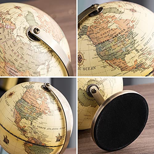 XINXUAN Globes of The World With Stand Mini Antique Globe ，Educational/Geographic/Modern Desktop Decoration ，Stainless Steel Arc And Base - Apply To for School, Home and Office