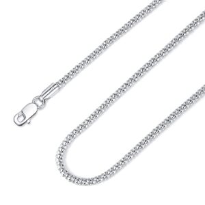 OCHCOH Sterling Silver Clasp Popcorn Chain for Men, 16 Inches Silver Chain for Men 2.5mm Diamond Cut Silver Chains for Men 925 Sterling Silver Chain for Men Silver Chain for Mens Jewelry Mens Gifts