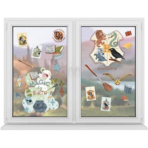 conquest journals harry potter magic by birth window clings, over 30 individual window clings to celebrate your little keeper, reusable, no residue