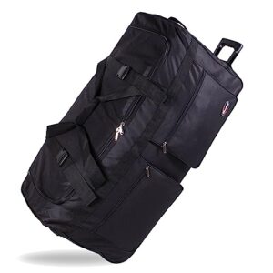 green traveler 30" /36" /40" rolling duffle bag travel wheeled luggage suitcase (black, 30 inch)